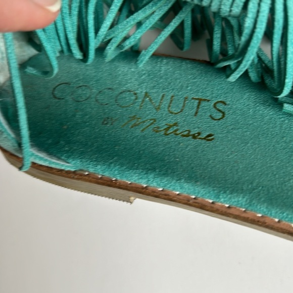 Coconuts by Matisse Juno Suede Fringe Sandals Gladiator Turquoise 8M - Picture 8 of 16